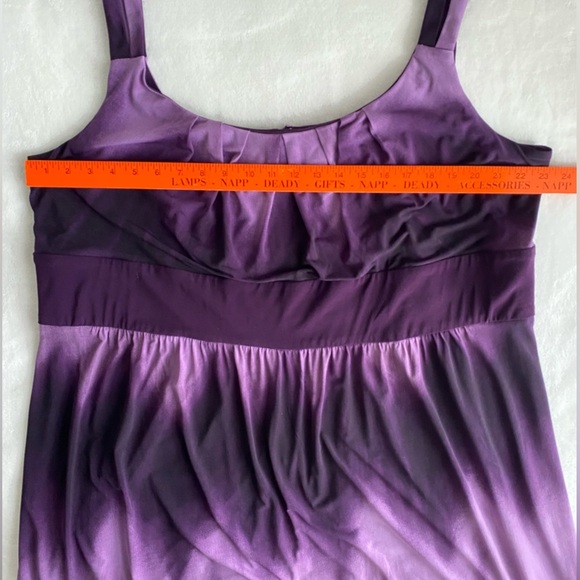 R&M Richards Maxi‎ Dress 22 Purple Ombre' Tie-Dye Sleeveless Y2K Baby Doll Boho - Picture 9 of 12